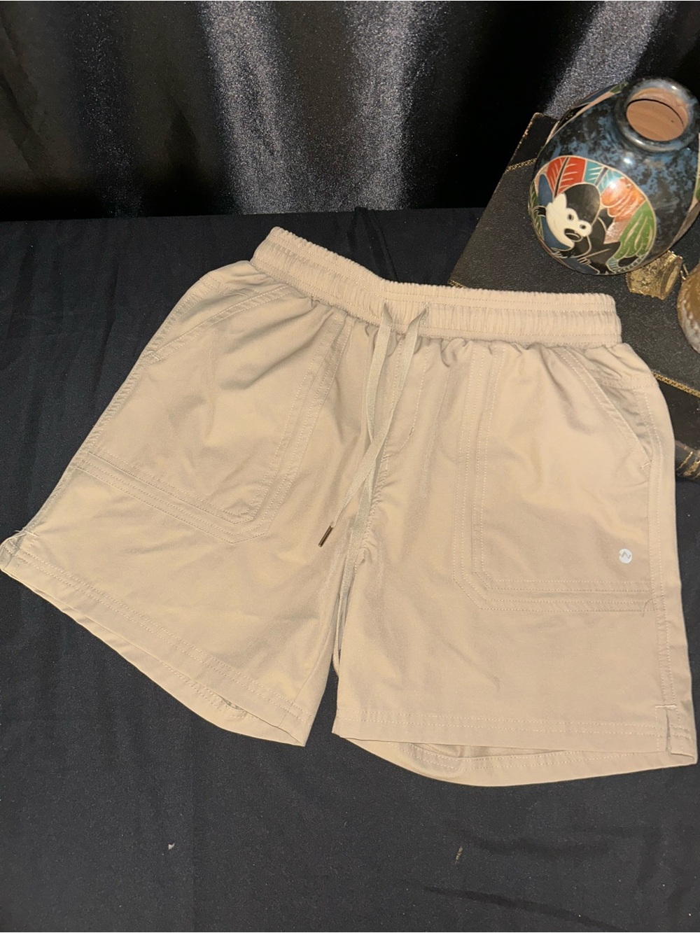 Athletic Drawstring Shorts in Light Beige - Women's